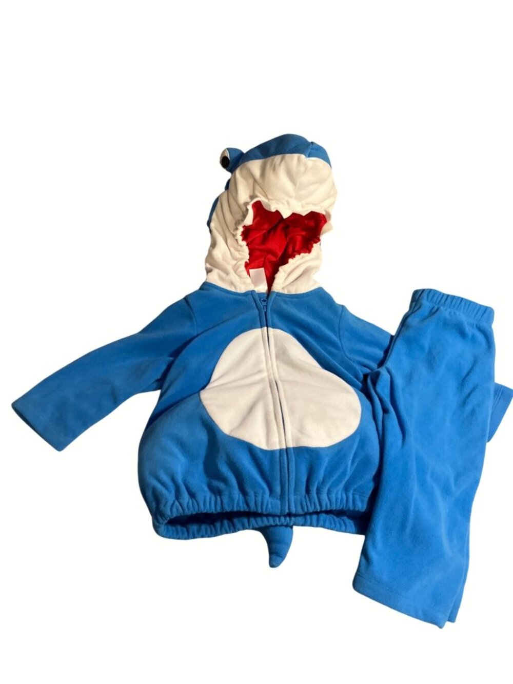 Carters Baby Shark Costume Blue and White Fleece Hooded Two Piece Set 18M - Picture 3 of 12